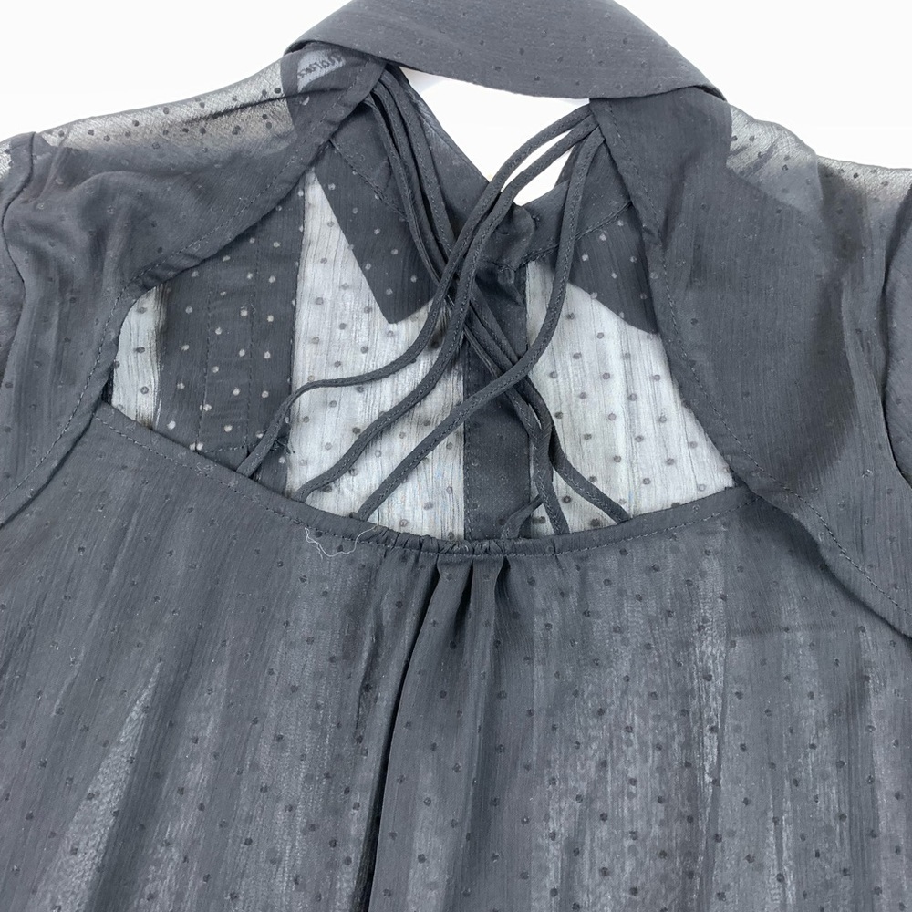 MANDEE Black Sheer Polka Dot Blouse with  Back Cut-Out - Picture 11 of 13